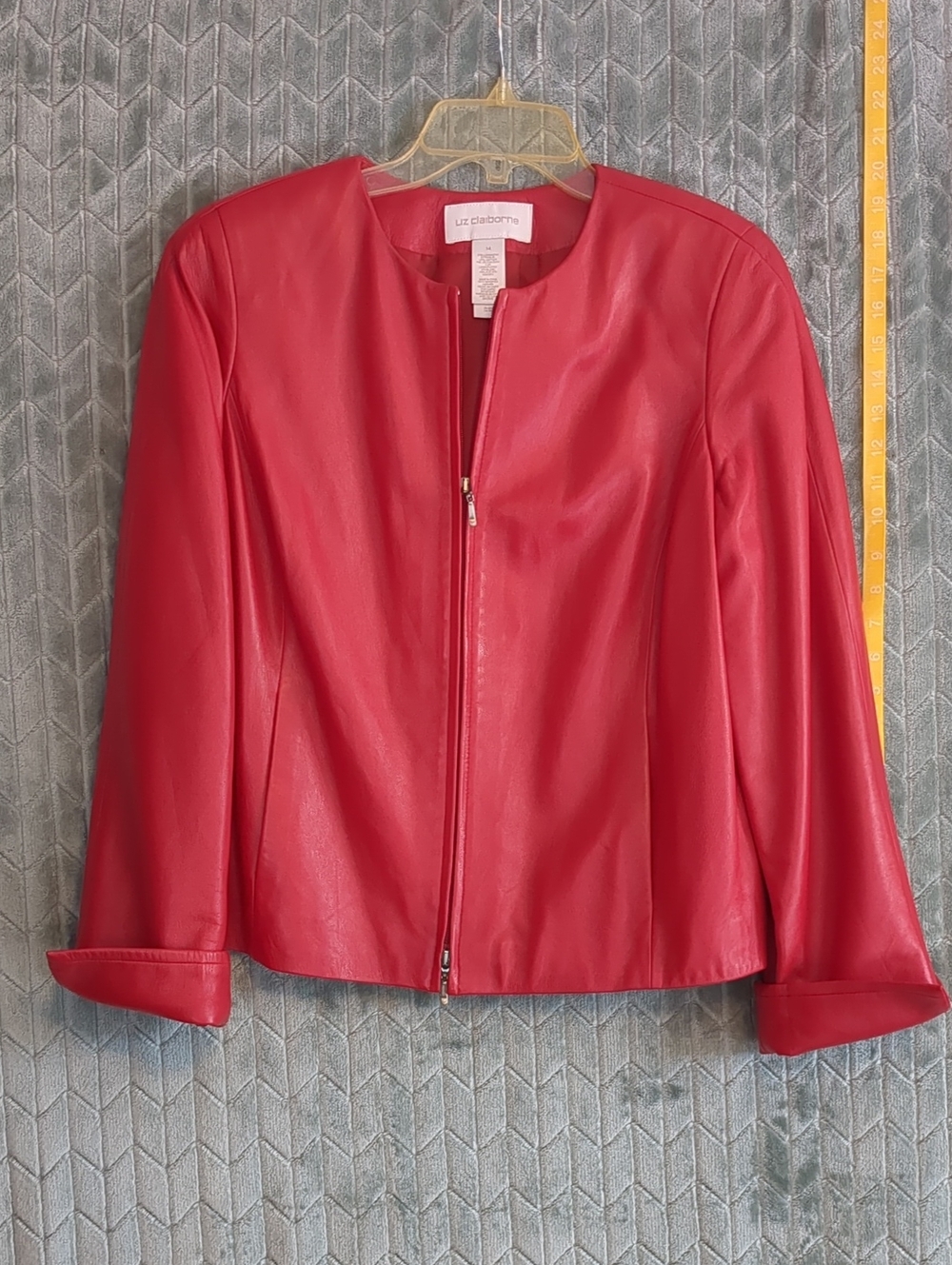 Liz Claiborne Red Leather Zip Jacket